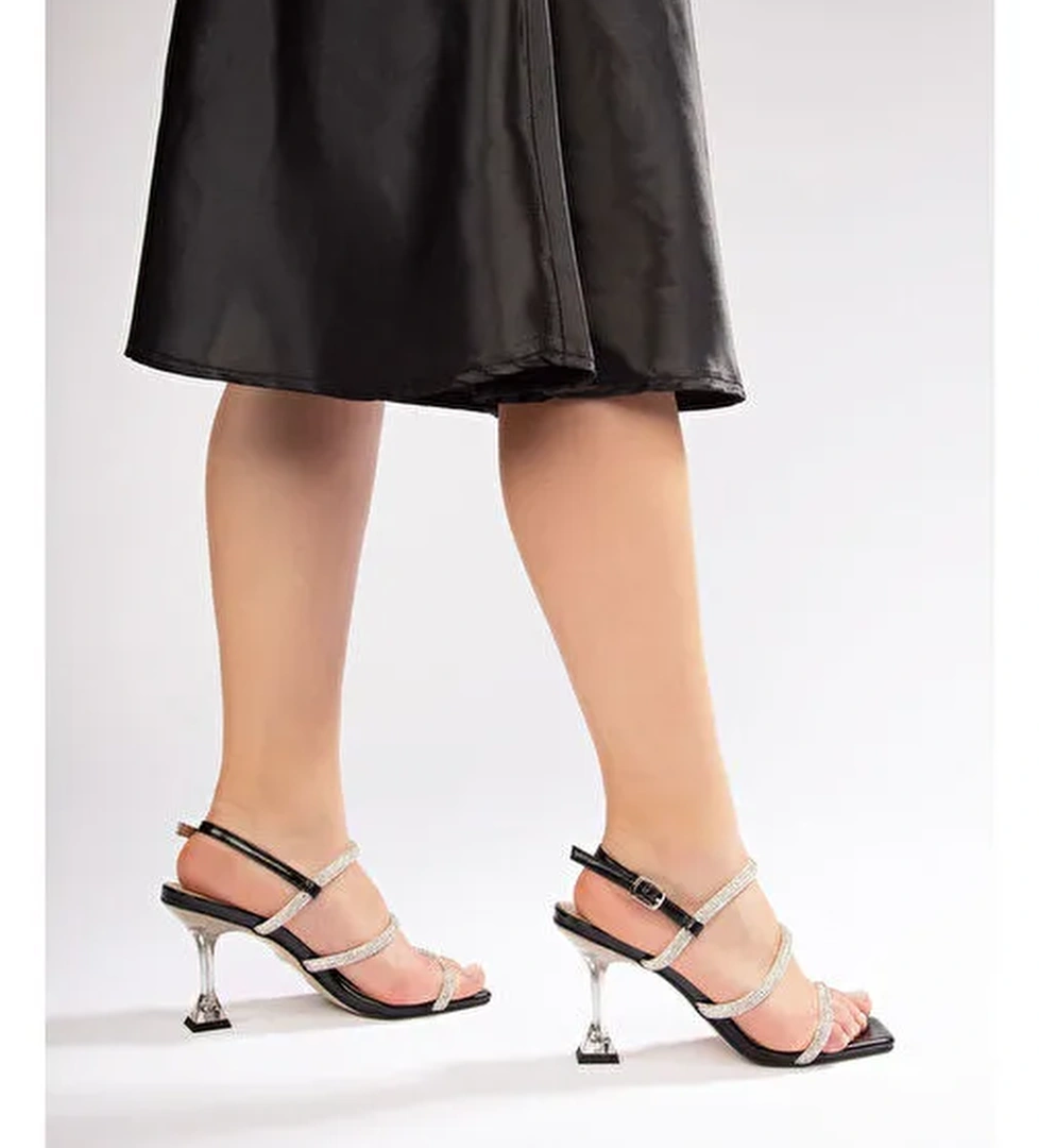 Sihana Kadın Topuklu Abiye Sandalet Siyah - Görsel 1