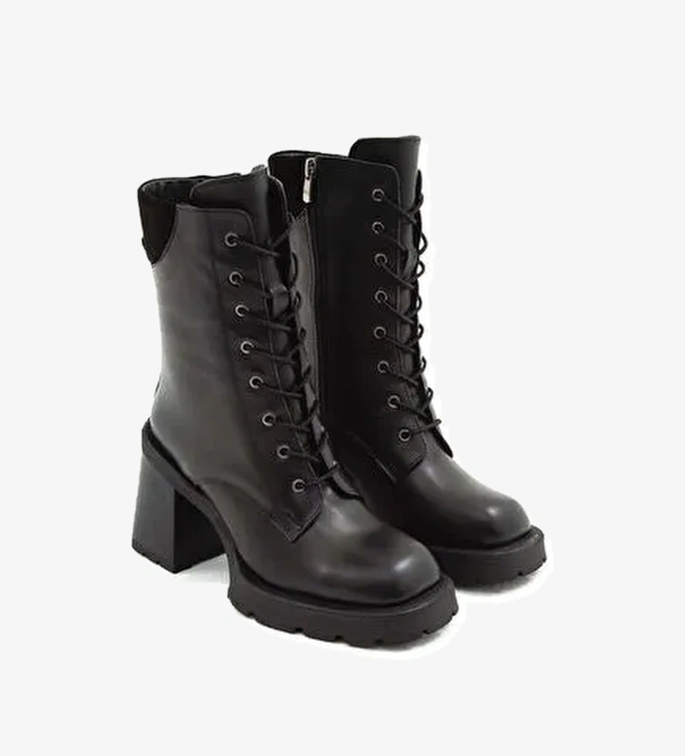 Tamer Tanca Kadın Hakiki Deri Siyah Deri Casual Bot - Görsel 1