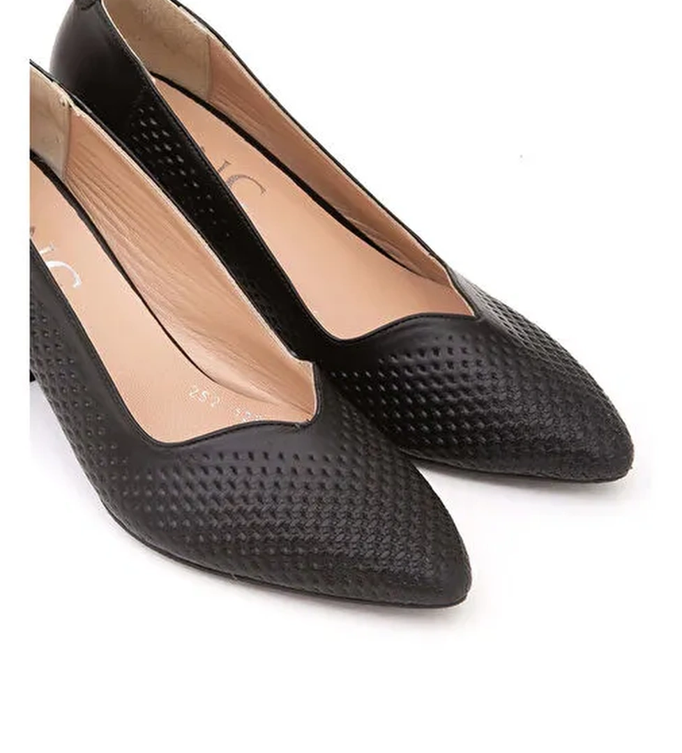 Tamer Tanca Kadın Hakiki Deri Siyah Klasik Ayakkabı - Görsel 1