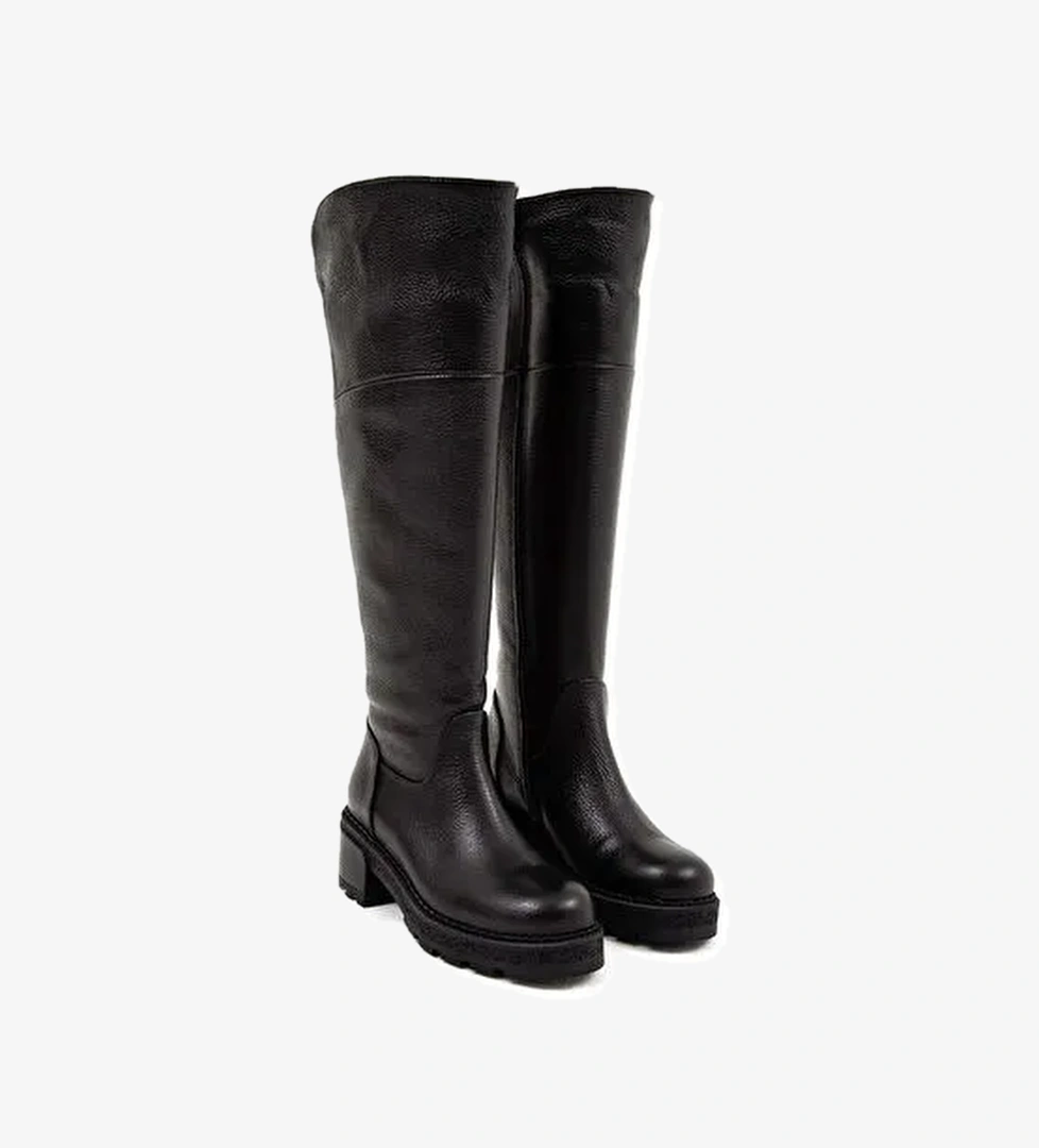 Tamer Tanca Kadın Hakiki Deri Siyah Floter Casual Çizme - Görsel 1