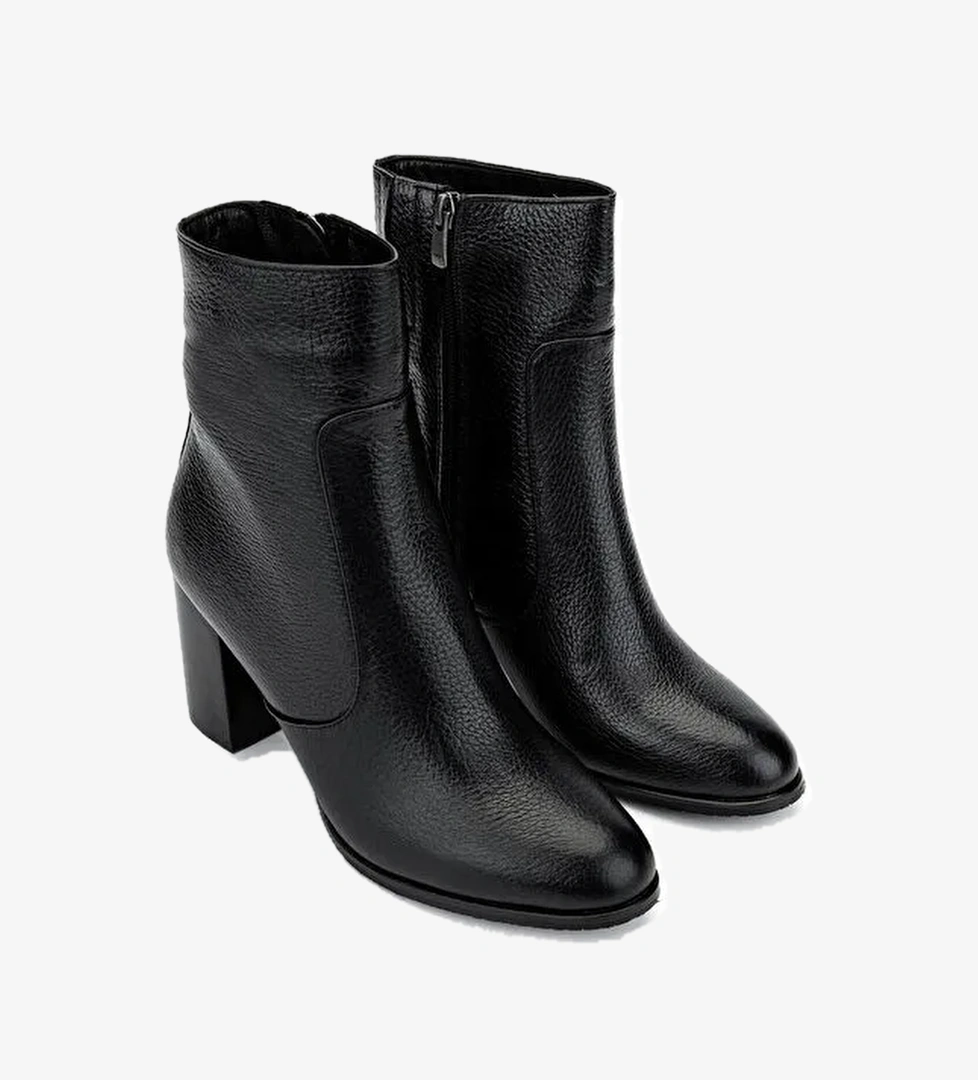 Tamer Tanca Kadın Hakiki Deri Siyah Floter Klasik Bot - Görsel 1