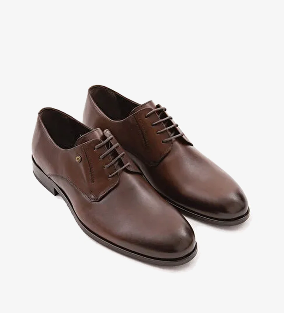 Tamer Tanca Erkek Hakiki Deri Kahverengi Klasik Ayakkabı - Görsel 1