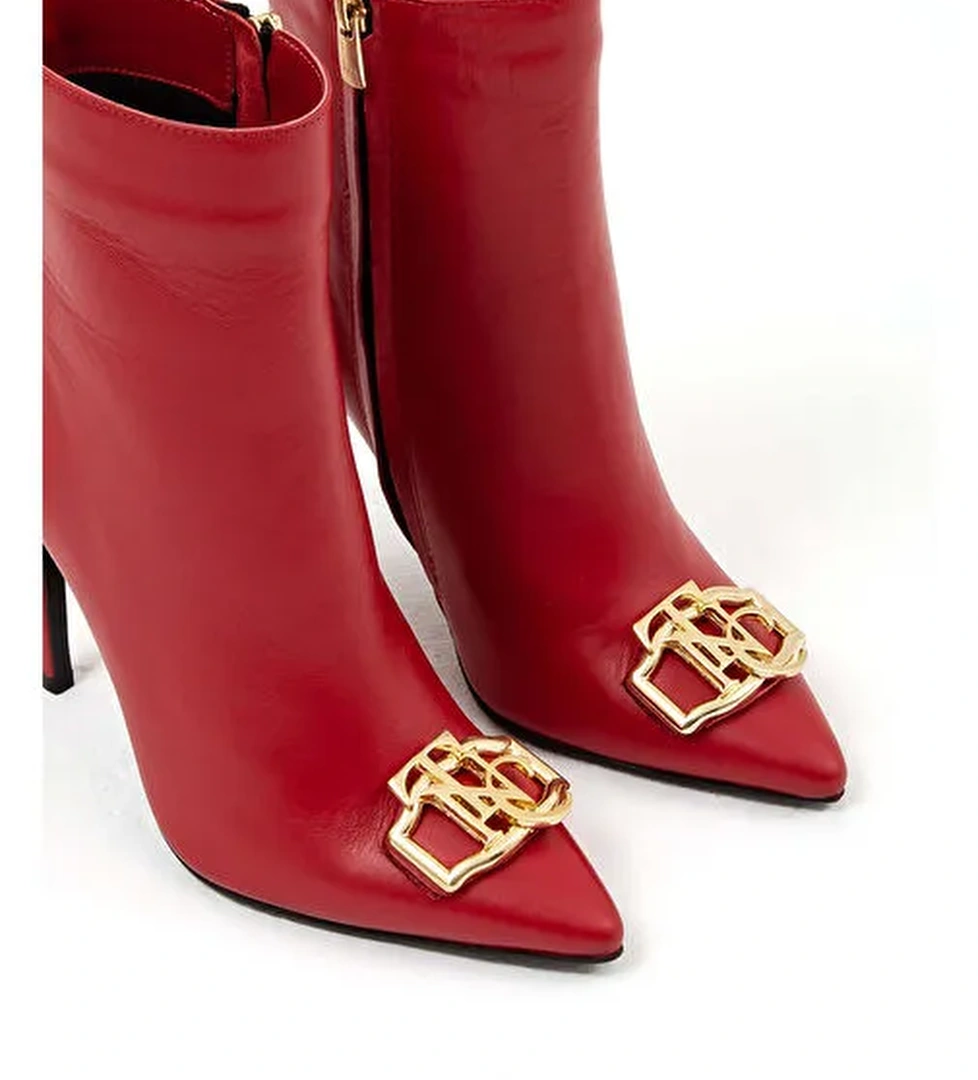 Tamer Tanca Kadın Hakiki Deri Kırmızı Topuklu Bot - Görsel 1