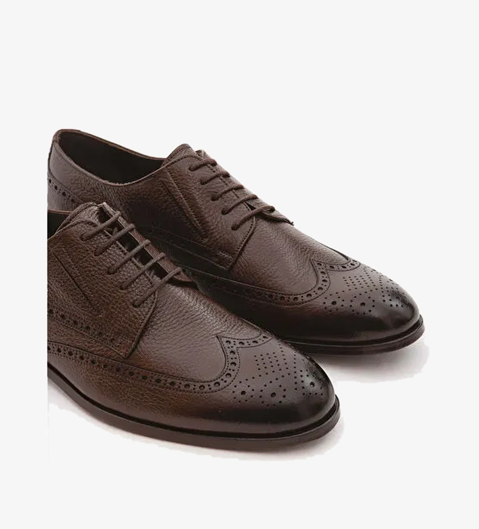 Tamer Tanca Erkek Hakiki Deri Kahverengi Klasik Ayakkabı - Görsel 1