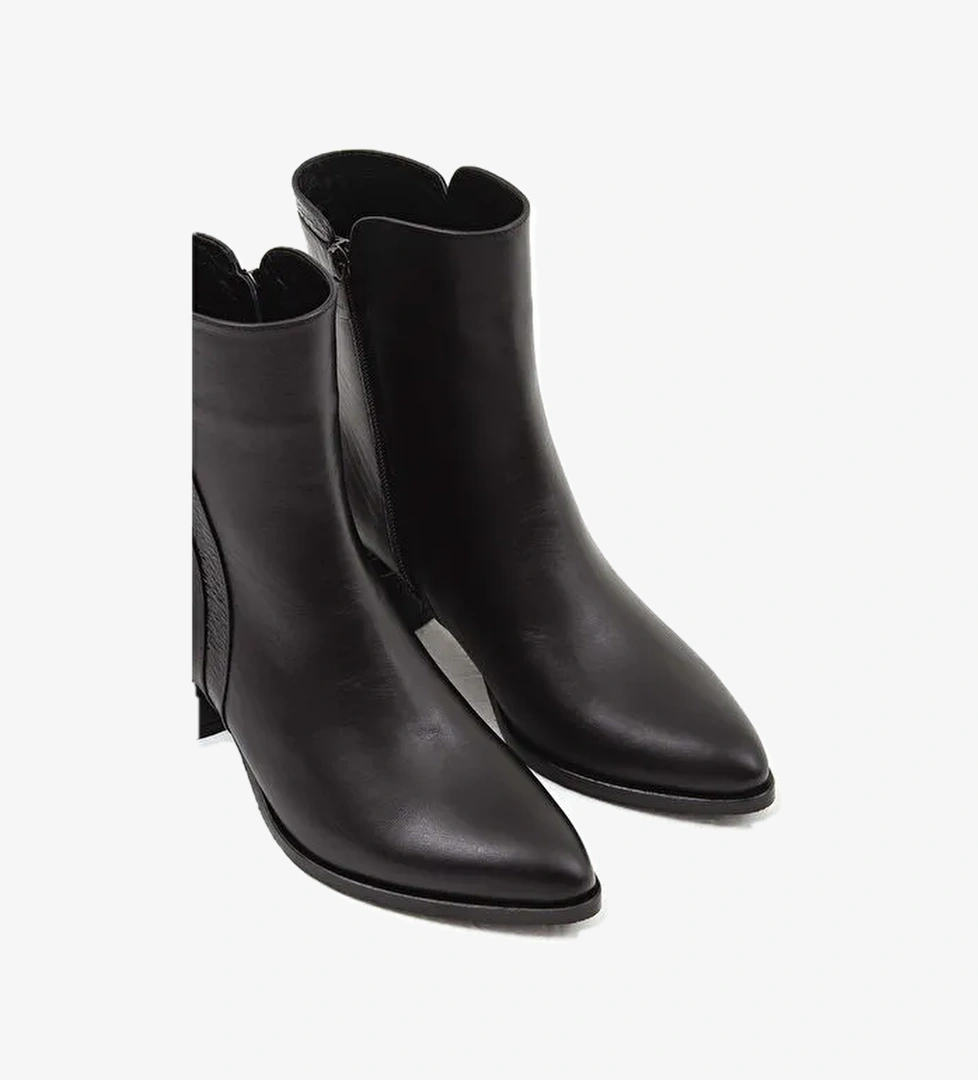 Tamer Tanca Kadın Hakiki Deri Siyah Klasik Bot - Görsel 1