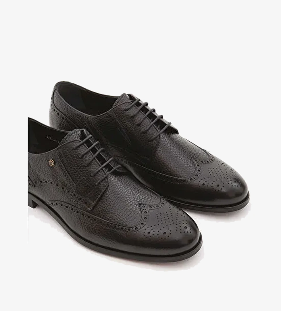 Tamer Tanca Erkek Hakiki Deri Siyah Klasik Ayakkabı - Görsel 1