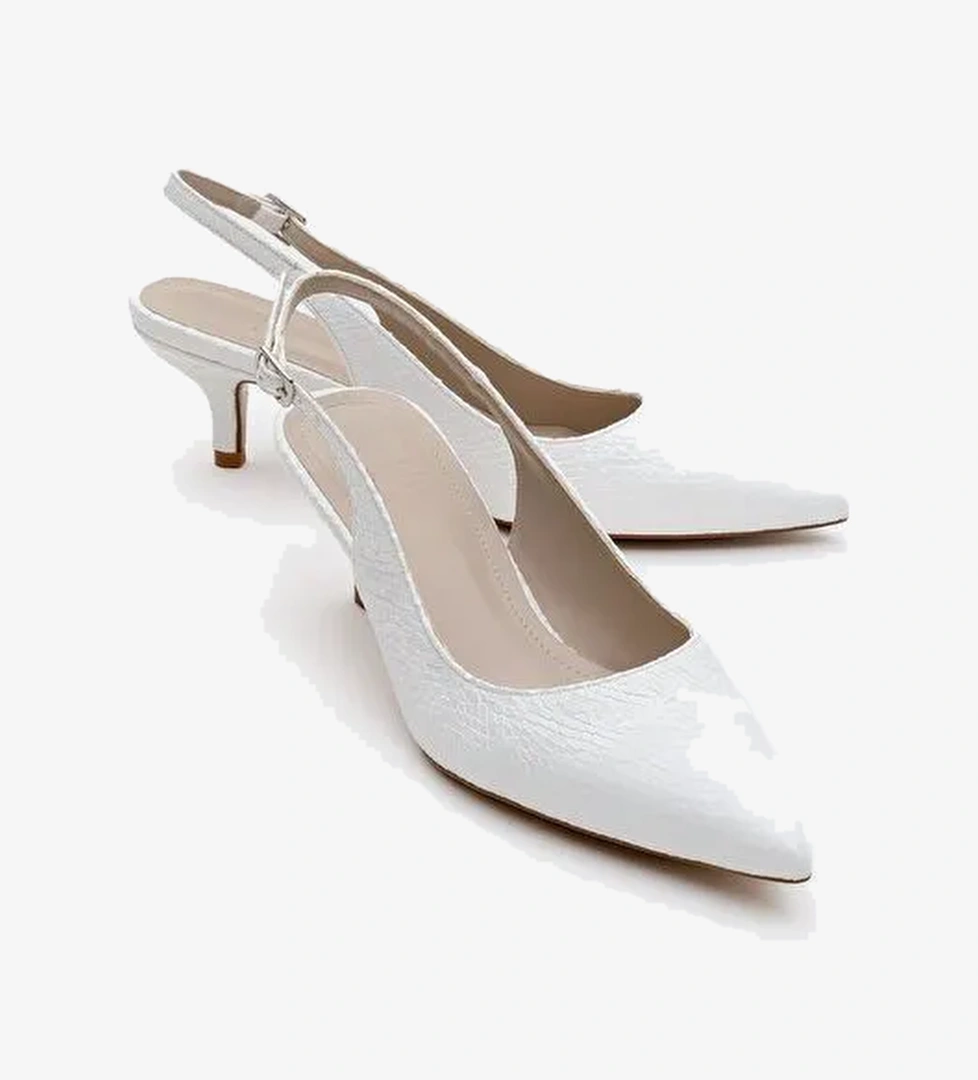 VALUE Beyaz Desenli Kadın Topuklu Ayakkabı - Görsel 1