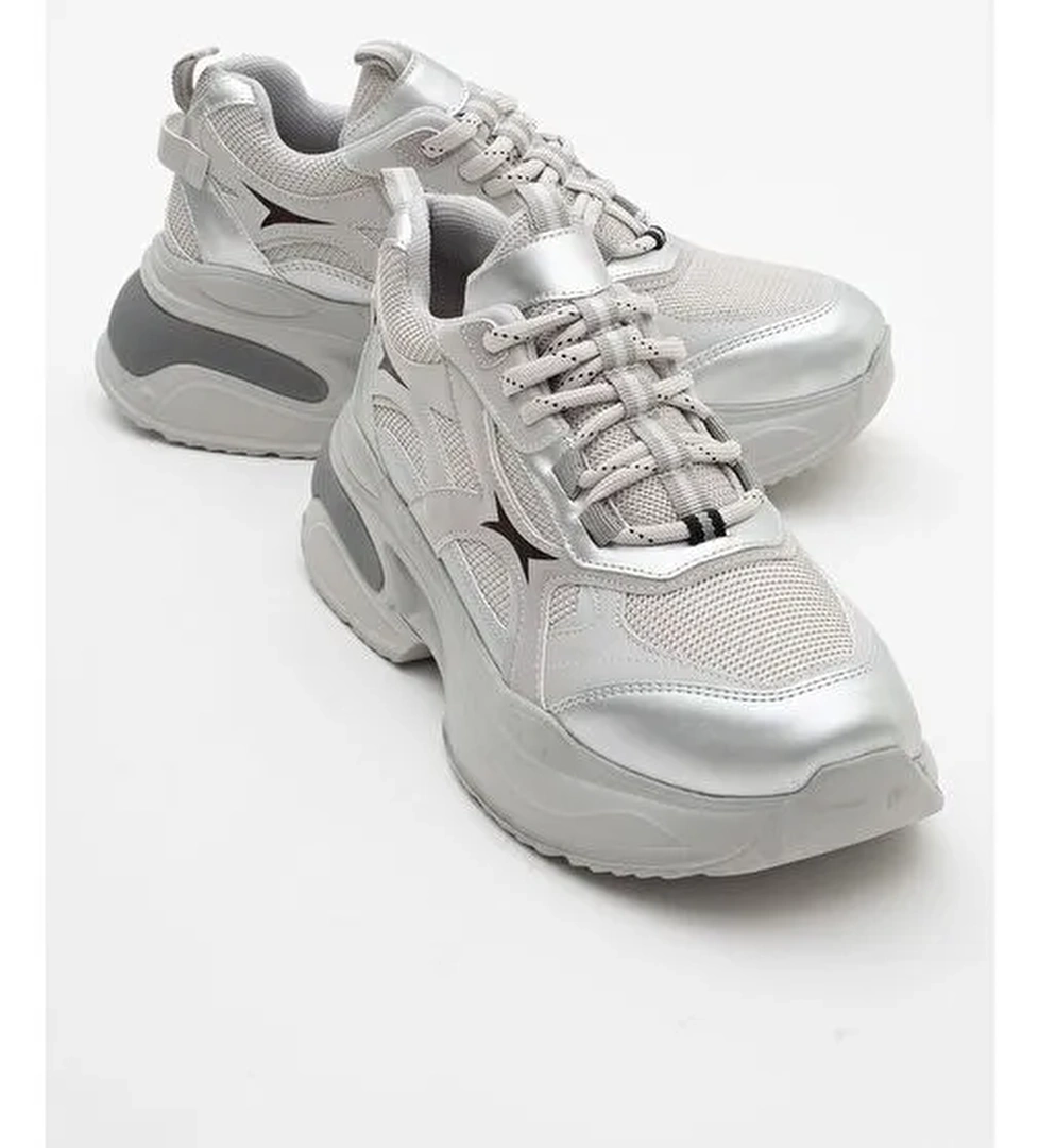 MARRON Gümüş Gri Kadın Spor Sneakers - Görsel 1