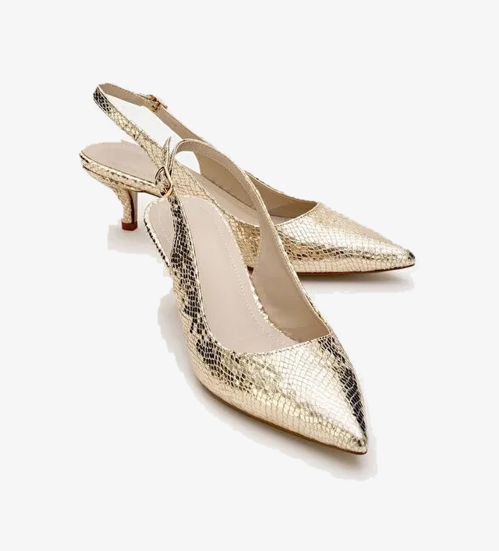VALUE Altın Desenli Kadın Topuklu Ayakkabı - Görsel 1