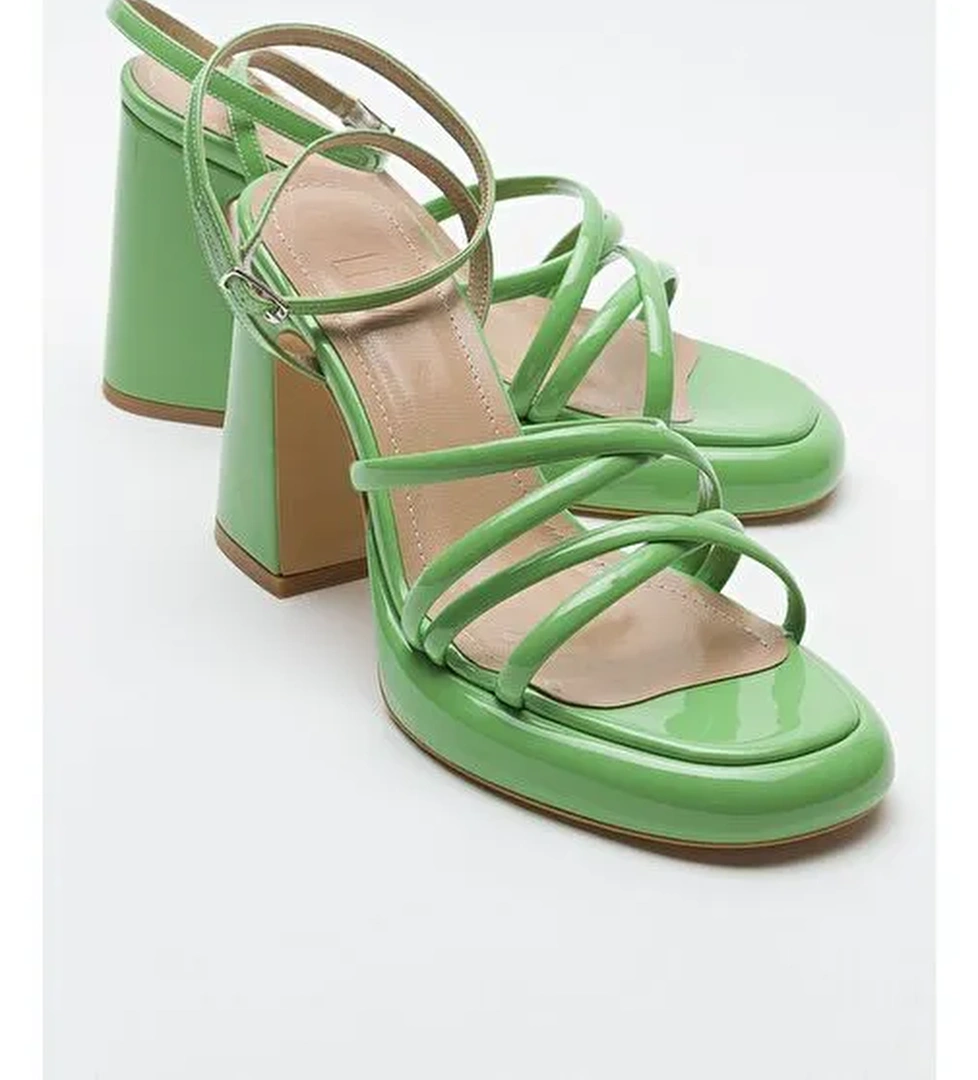 OPPE Yeşil Rugan Kadın Platform Topuklu Ayakkabı - Görsel 1