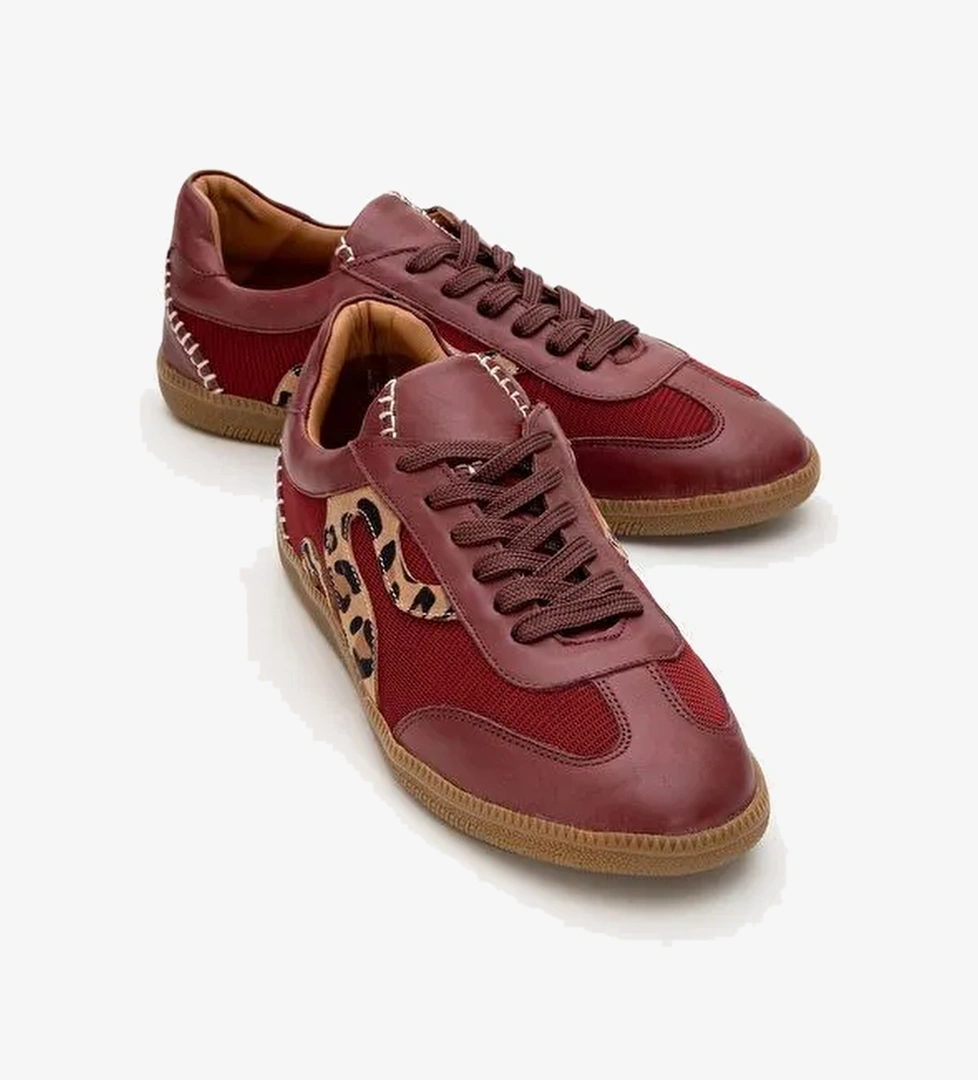 PERRY Bordo Hakiki Deri Kadın Spor Ayakkabı - Görsel 1