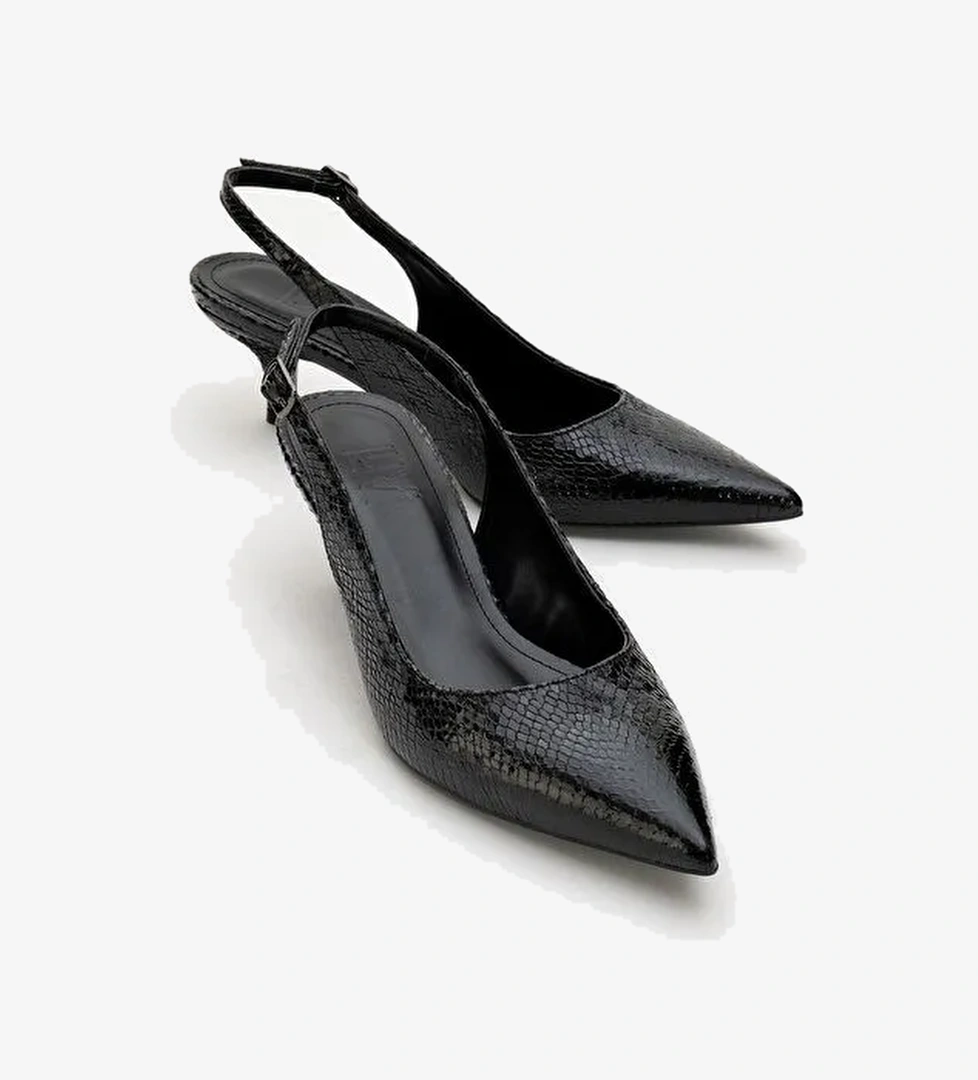 VALUE Siyah Desenli Kadın Topuklu Ayakkabı - Görsel 1