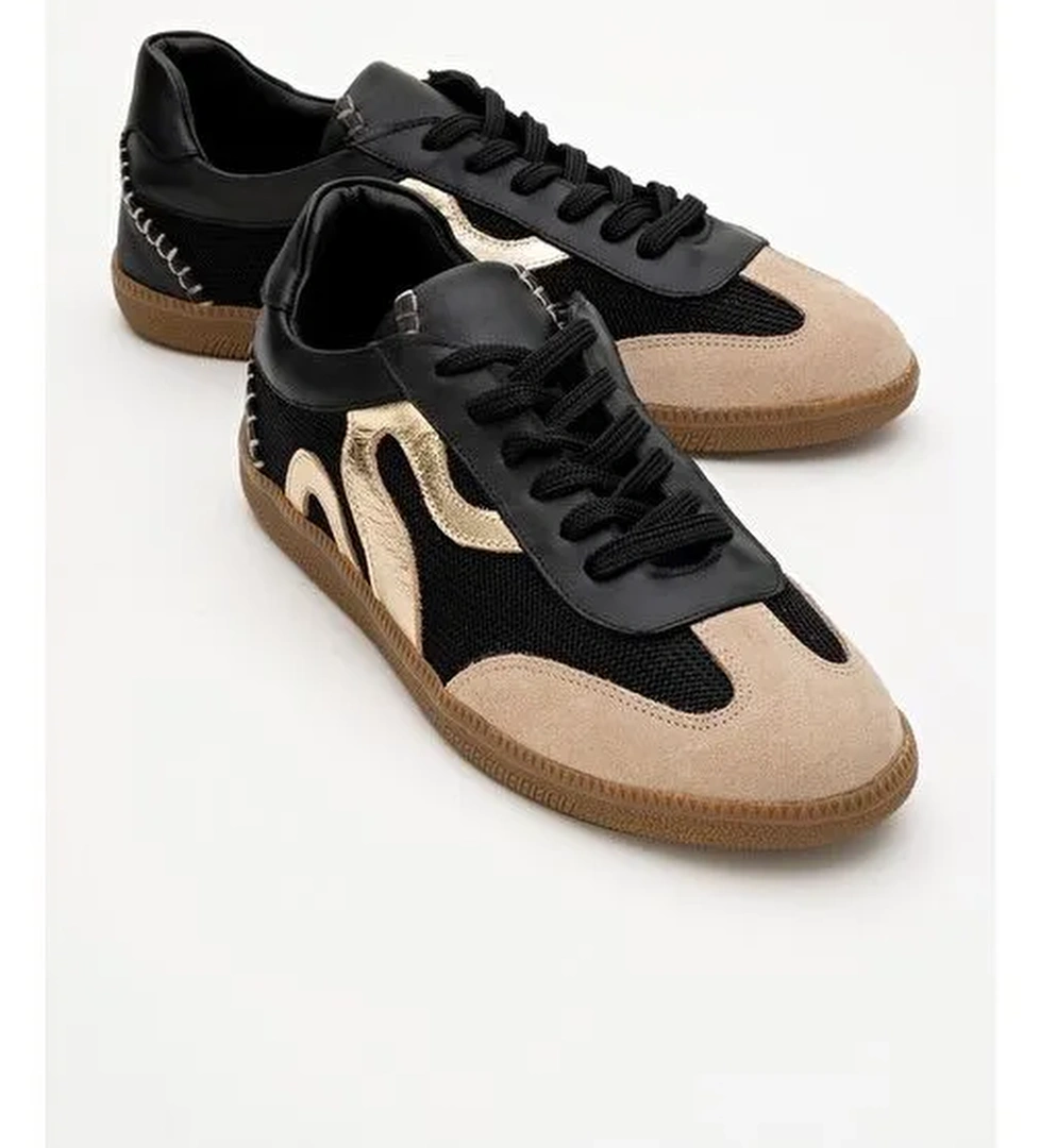 PERRY Siyah Hakiki Deri Kadın Spor Ayakkabı - Görsel 1