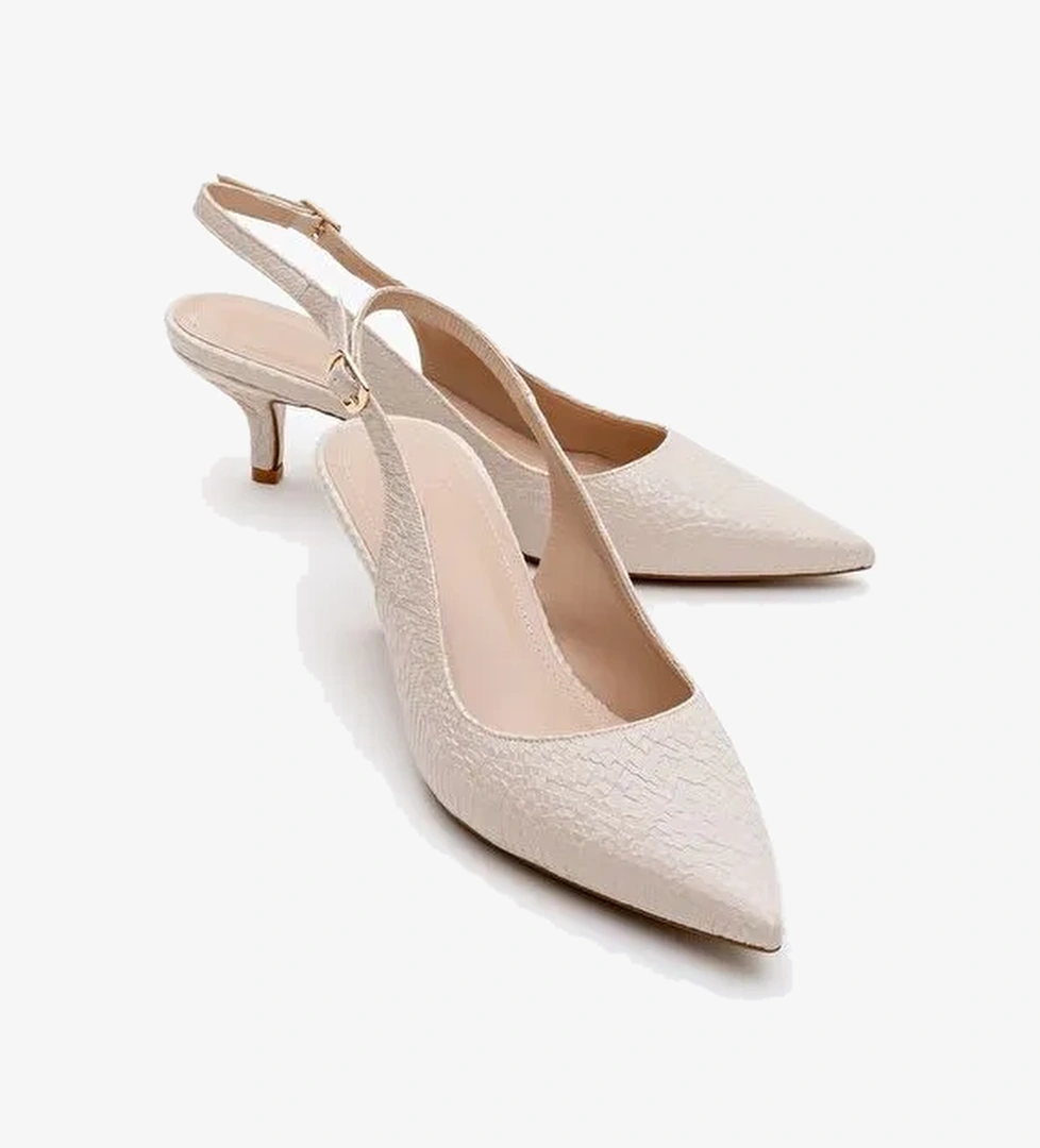 VALUE Bej Desenli Kadın Topuklu Ayakkabı - Görsel 1