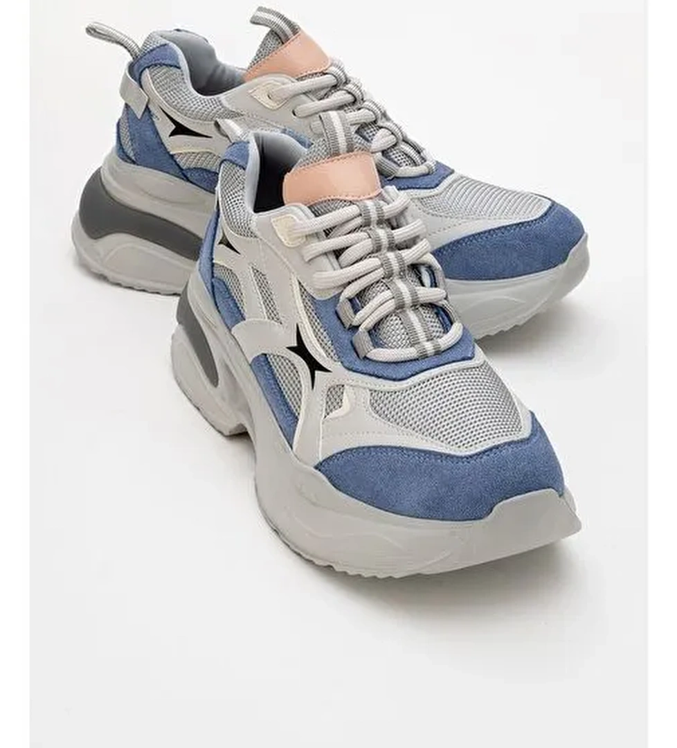 MARRON Mavi Gri Kadın Spor Sneakers - Görsel 1