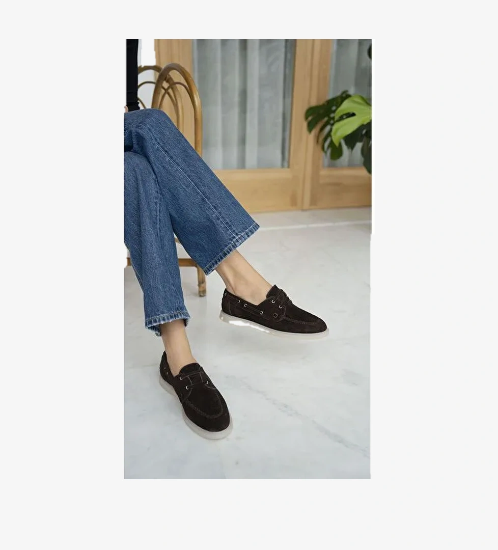 Powell Kahve Süet Hakiki Deri Makosen Ayakkabı - Görsel 1