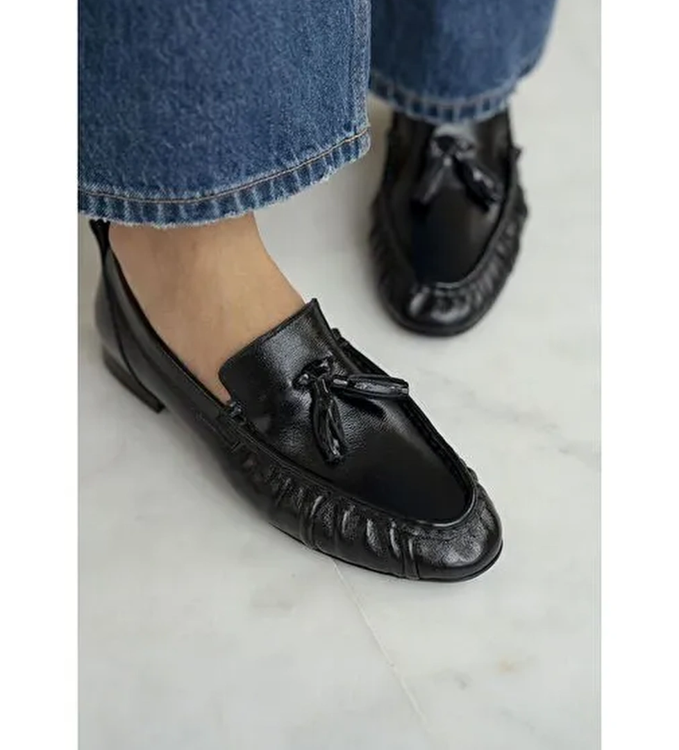 Gobert Siyah Rugan Hakiki Deri Makosen Ayakkabı - Görsel 1