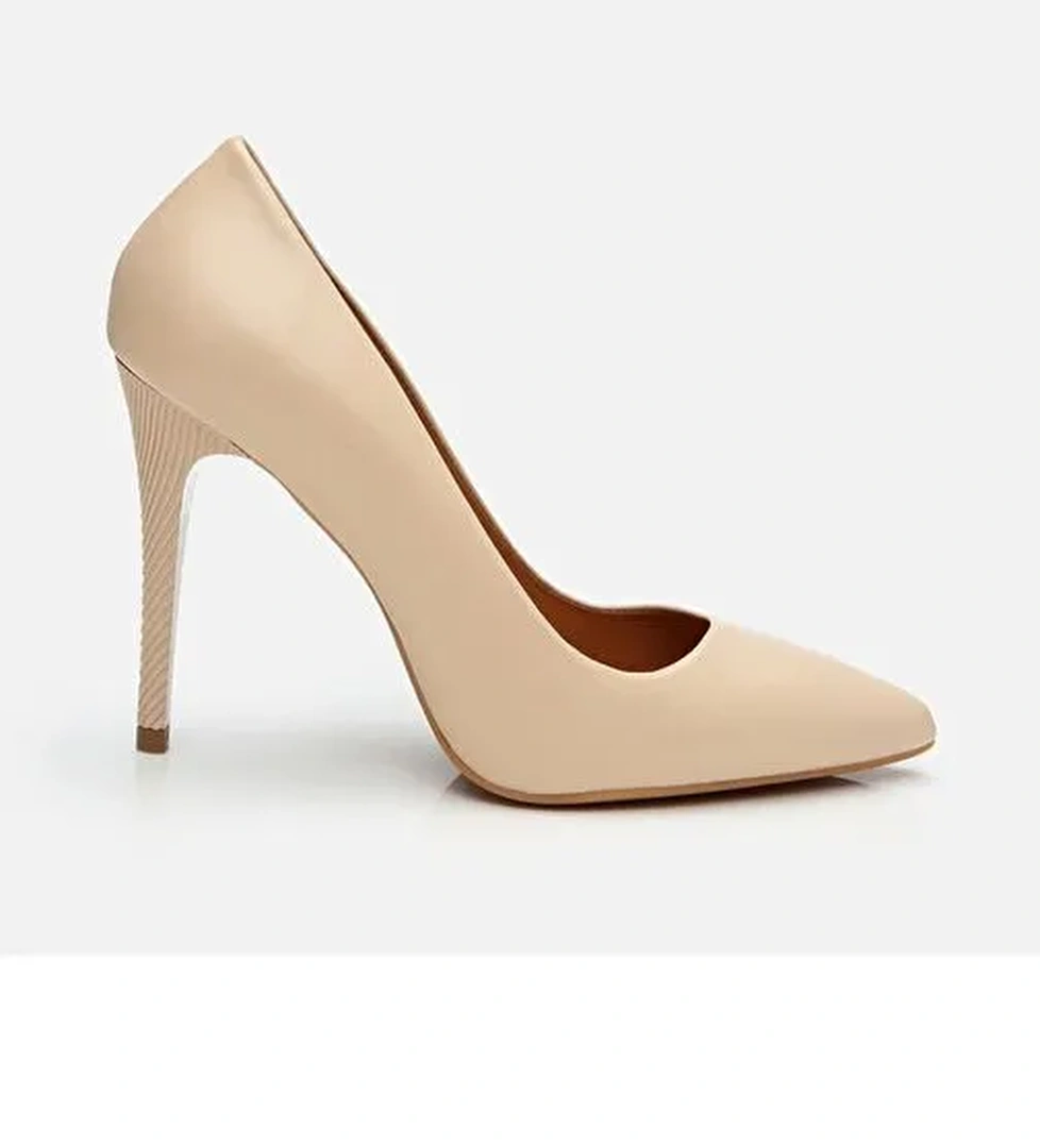 Kadın Deri Pudra Yüksek Topuklu Stiletto - Görsel 1