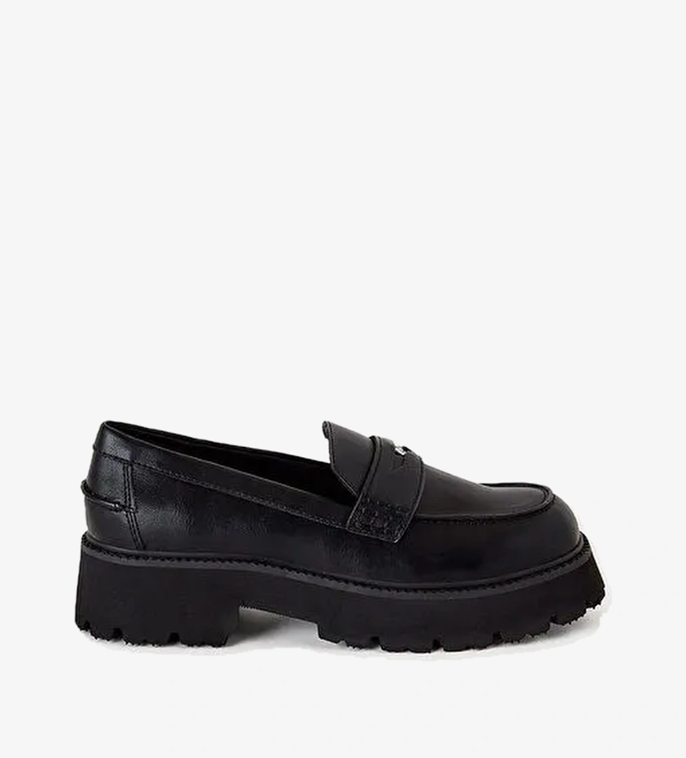 Kadın Siyah Suni Deri Makosen - Görsel 1