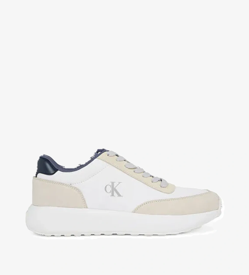 Calvin Klein Beyaz Erkek Deri Sneaker ATHLEISURE RUNNER LACEUP MIX