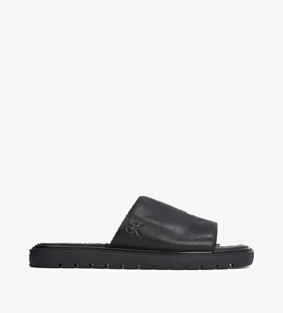 Calvin Klein Siyah Erkek Deri Terlik SQ MOLDED SANDAL SLIDE LTH - Görsel 1