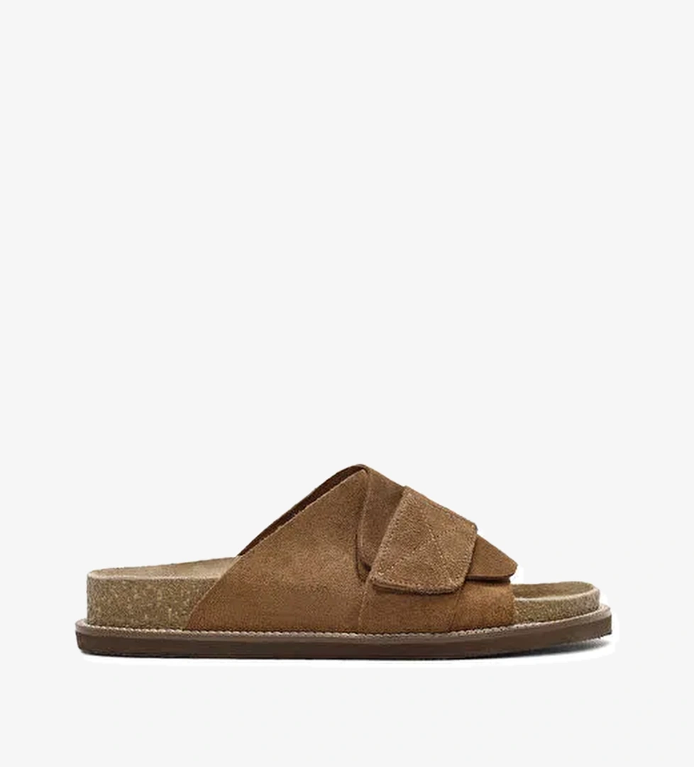 Kadın Taba Bantlı Süet Deri Terlik 25SFD306110 - Görsel 1