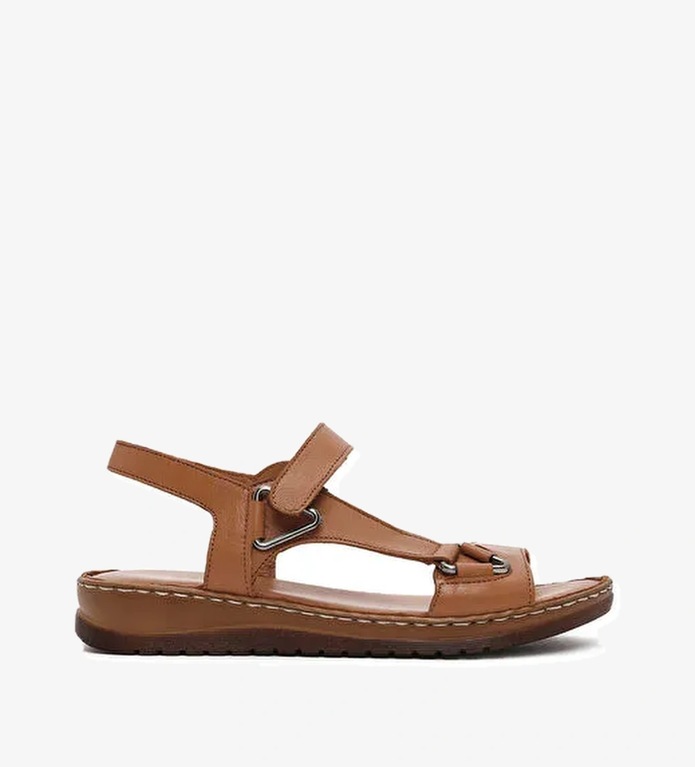 Kadın Taba Deri Comfort Sandalet 25SFD340518 - Görsel 1
