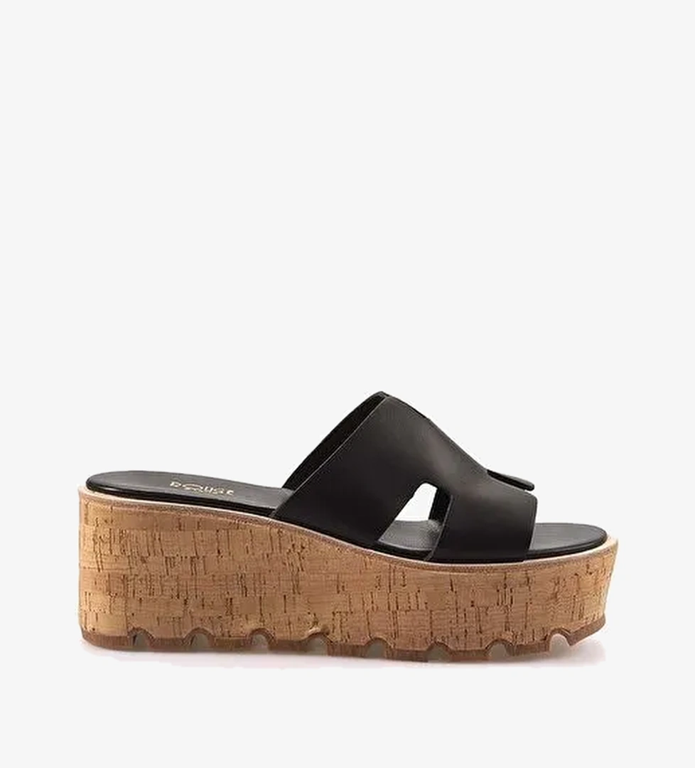 Rouge Hakiki Deri Dolgu Topuk Kadın Terlik 3067 - Görsel 1