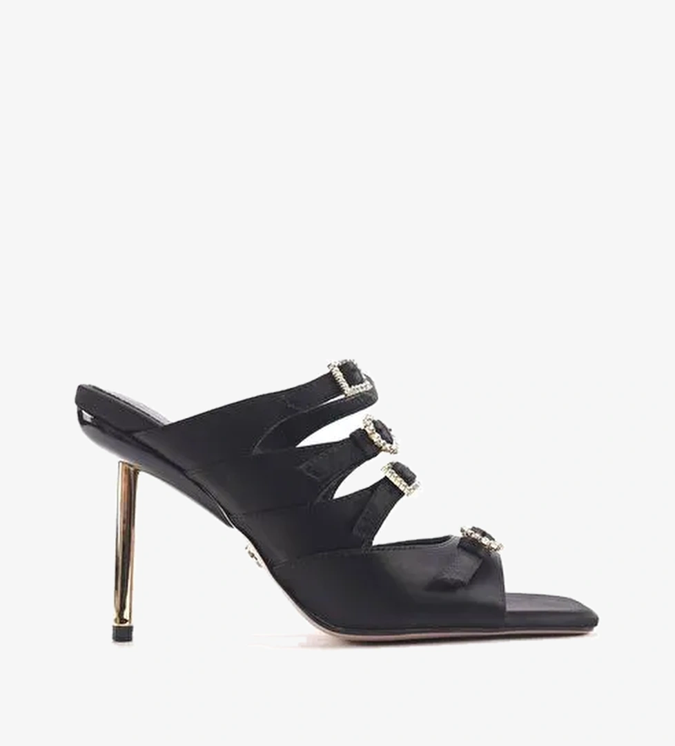 LORENZA2 4PR Siyah Kadın Topuklu Terlik - Görsel 1