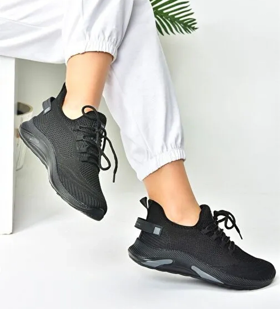 Siyah Triko Kumaş Kadın Spor Ayakkabı M702006204 - Görsel 1