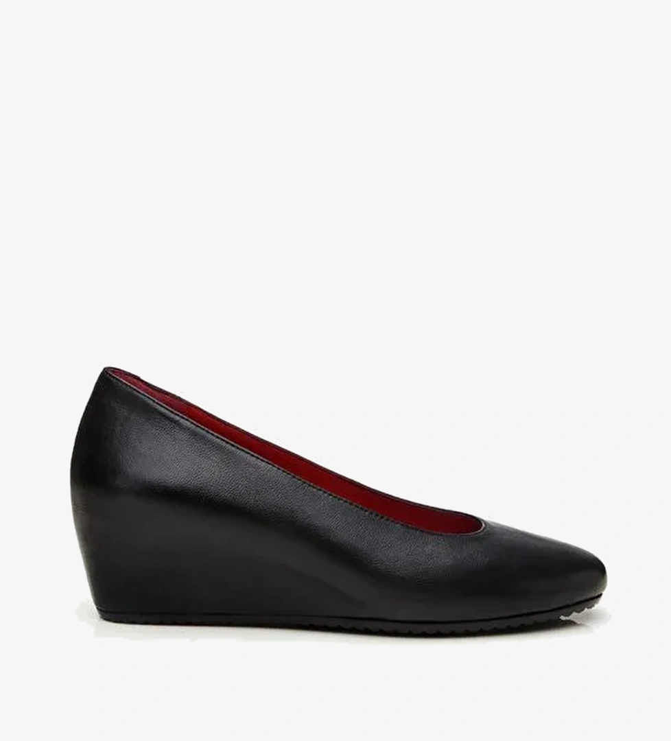 Kadın Deri Siyah Dolgu Topuklu Ayakkabı - Görsel 1