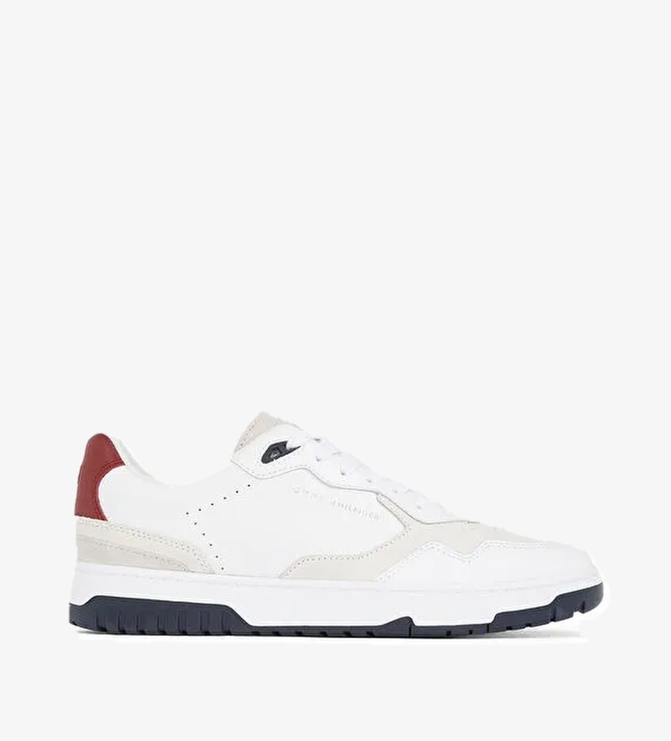Tommy Hilfiger Beyaz Erkek Deri Sneaker TH BASKET BETTER RWB LTH - Görsel 1