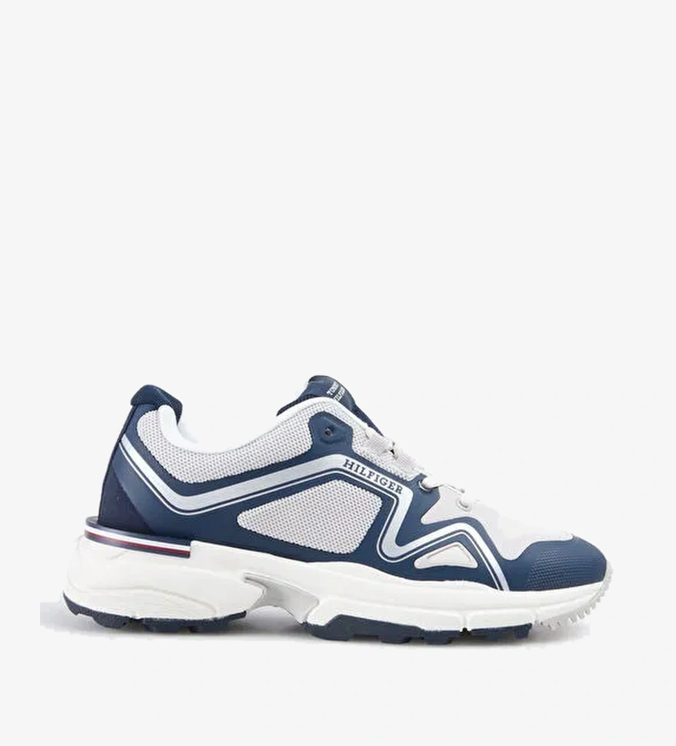 Tommy Hilfiger Tommy Hilfiger Beyaz Lacivert Beyaz Erkek PU Sneaker RUNNER TECH KNIT LTH MIX | Boyner Beyaz Lacivert - 1. görsel