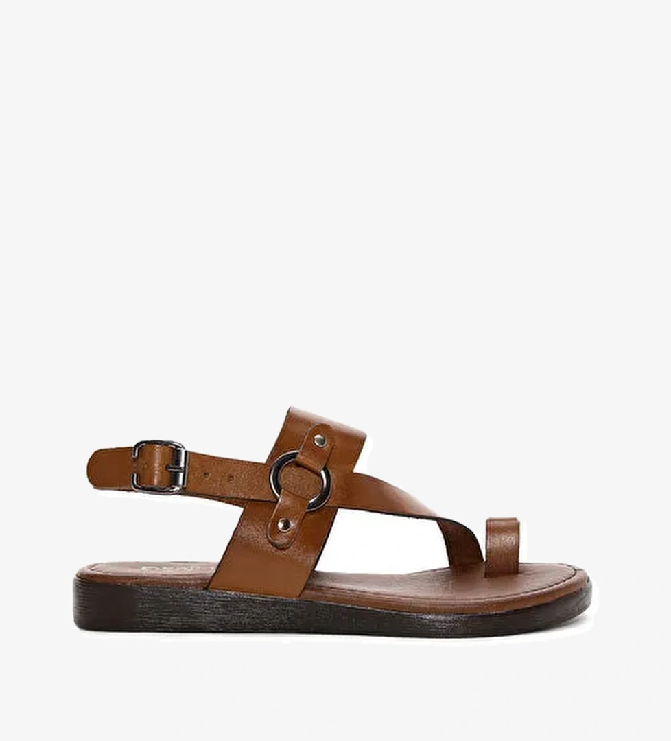 Derimod Derimod Kadın Taba Parmak Arası Deri Bodrum Sandalet 25SFD331218 Sandalet & Terlik | Boyner Taba - 1. görsel