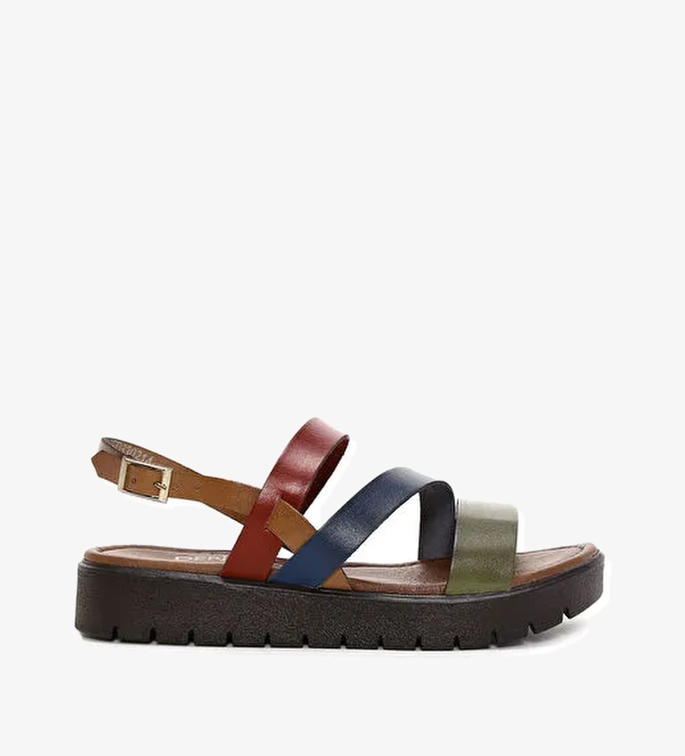 Derimod Derimod Kadın Çok Renkli Kalın Tabanlı Deri Bodrum Sandalet 25SFD330618 Sandalet & Terlik | Boyner Renkli - 1. görsel
