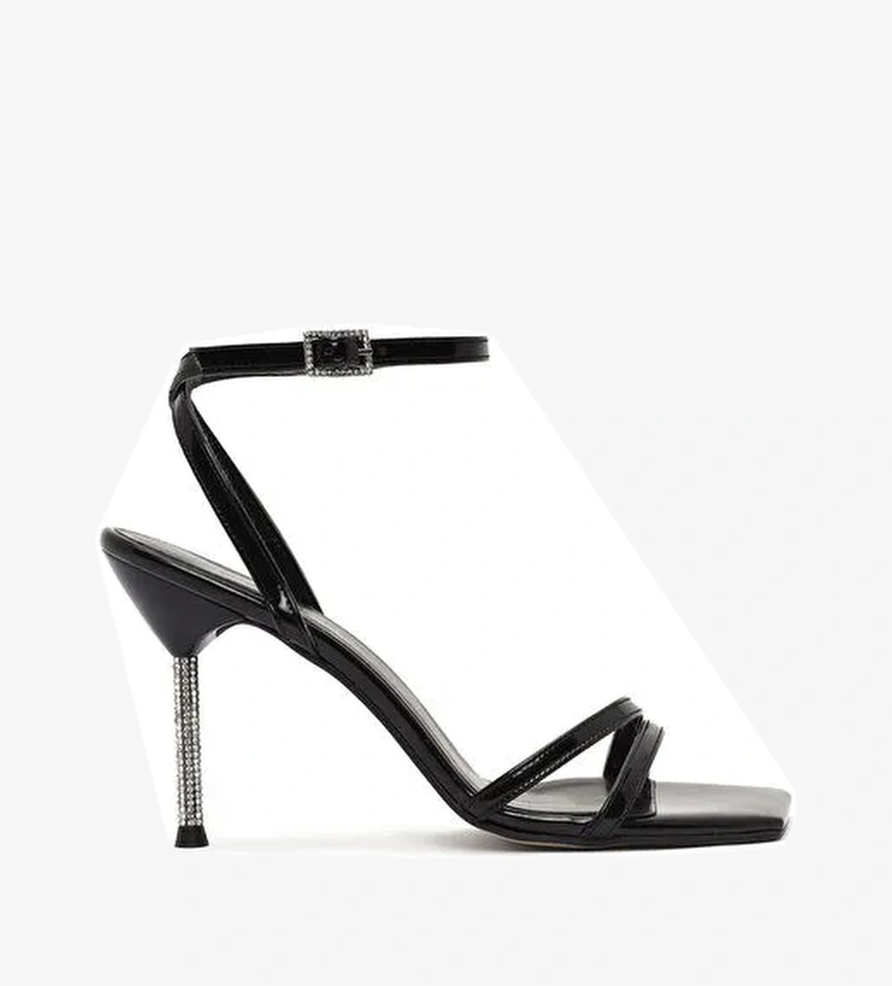 Derimod Derimod Kadın Siyah Bilekten Tokalı Taşlı İnce Topuklu Rugan Sandalet 25SFE391416 Sandalet & Terlik | Boyner Siyah - 1. görsel