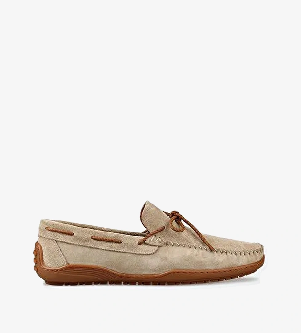 Bej Deri Erkek Günlük Ayakkabı - Görsel 1