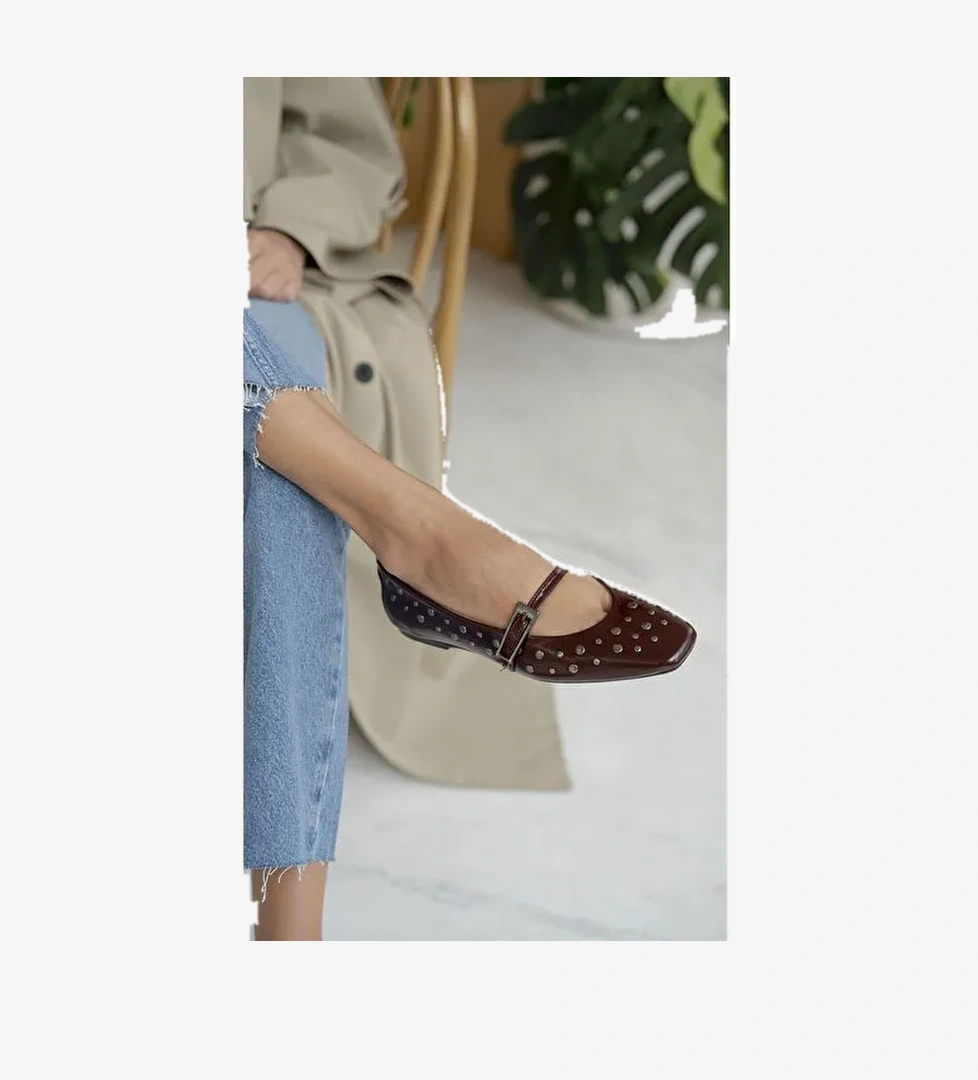 Kasius Bordo Rugan Hakiki Deri Babet - Görsel 1