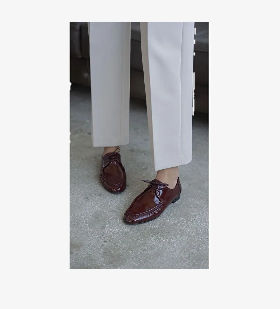 Carter Bordo Rugan Hakiki Deri Makosen Ayakkabı - Görsel 1