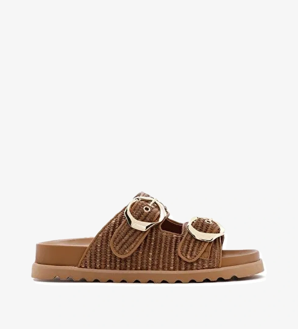 Kadın Taba Çift Tokalı Hasır Terlik 25SFD4402M7 - Görsel 1