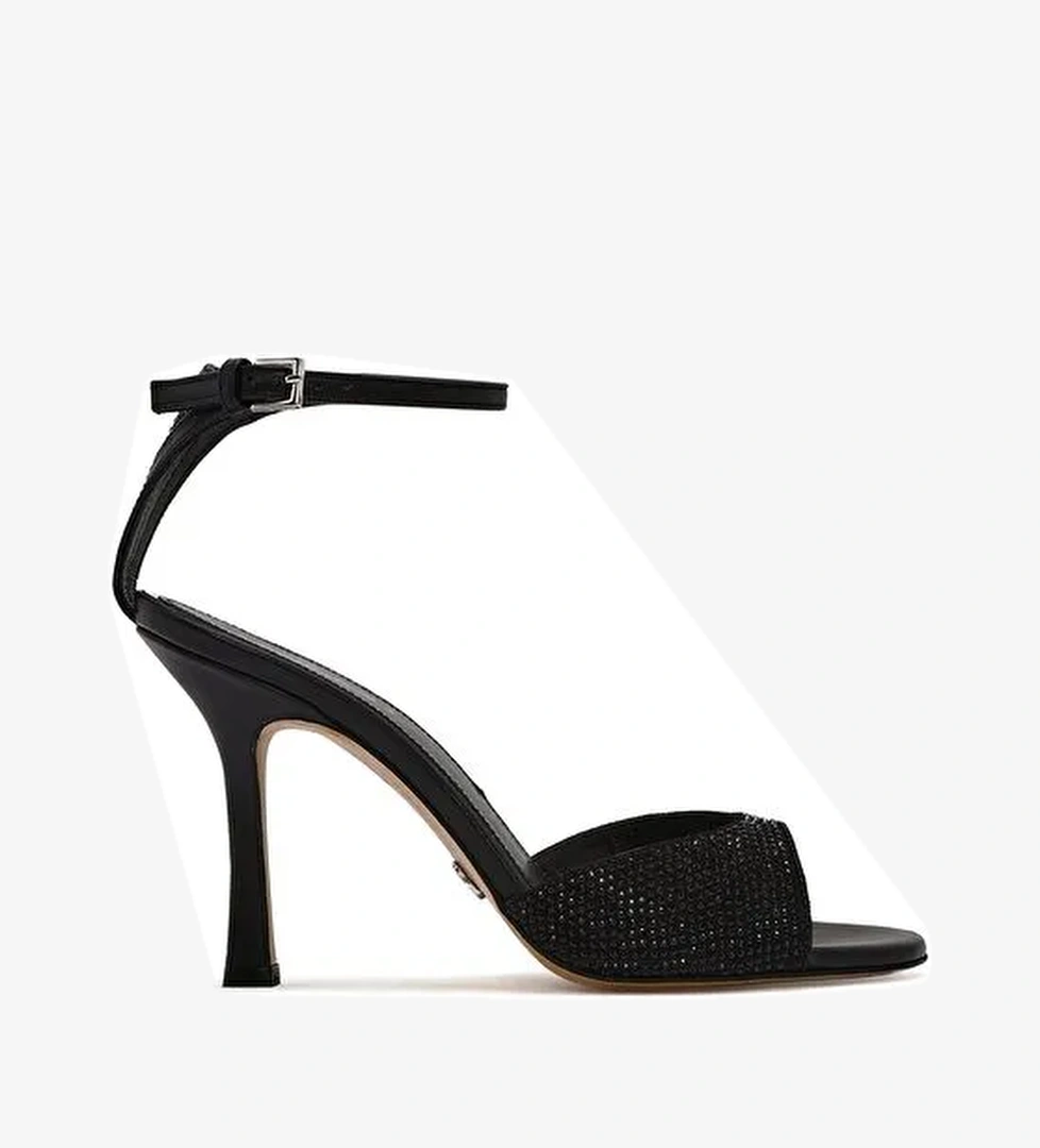 Derimod Derimod Kadın Siyah Bilekten Bantlı Taşlı Deri İnce Yüksek Topuklu Ayakkabı 25SFD1201TS | Boyner Siyah - 1. görsel