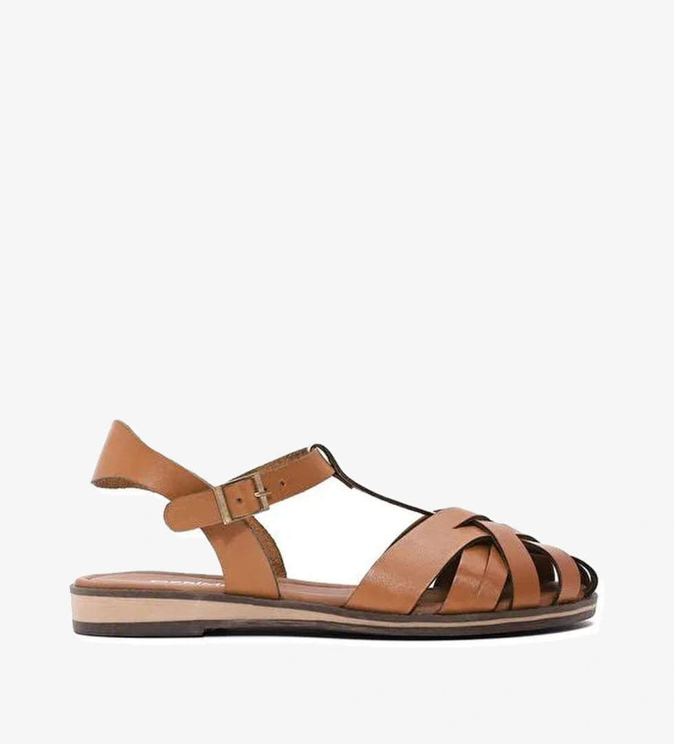 Derimod Derimod Kadın Taba Bilekten Bağlamalı Deri Bodrum Sandalet 25SFD333718 Sandalet & Terlik | Boyner Taba - 1. görsel