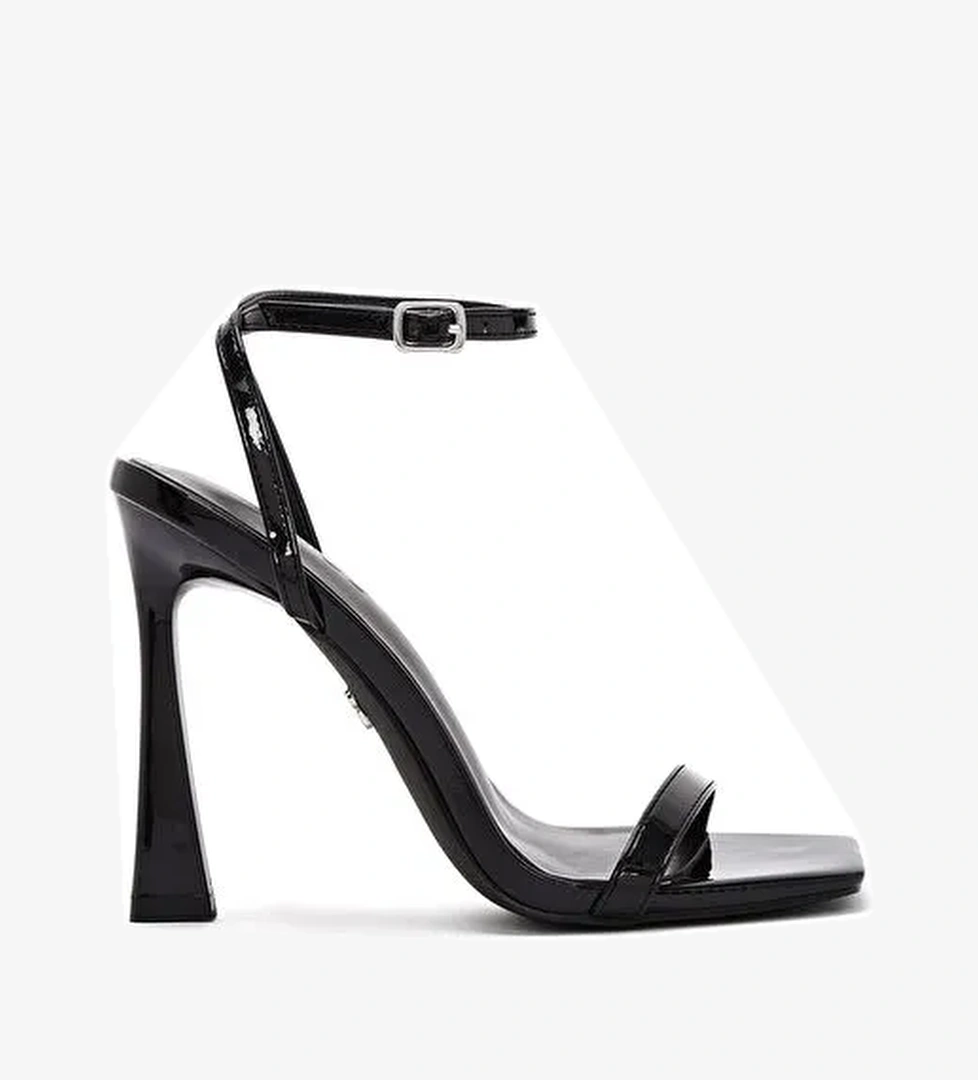 Kadın Siyah Bilekten Bağlamalı Yüksek İnce Topuklu Sandalet 25SFE493716 - Görsel 1