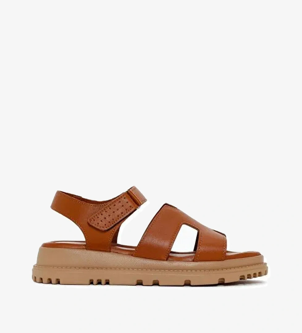 Kadın Taba Deri Comfort Sandalet 25SFD300218 - Görsel 1