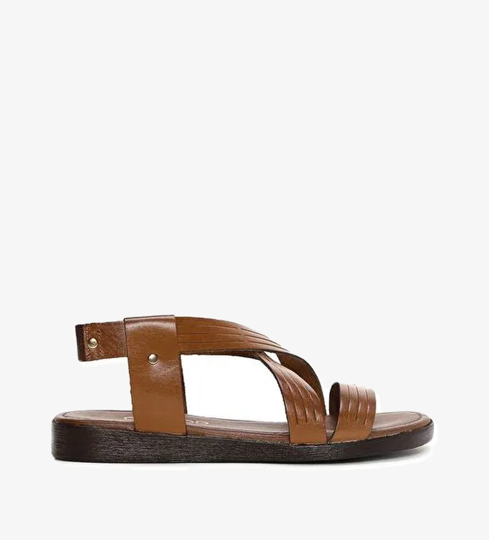 Kadın Taba Deri Bodrum Sandalet 25SFD331118 - Görsel 1