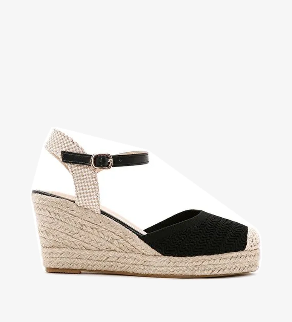 Derimod Derimod Kadın Siyah Bilekten Bantlı Dolgu Topuklu Espadril 25SFE49126F Casual Ayakkabı | Boyner Siyah - 1. görsel