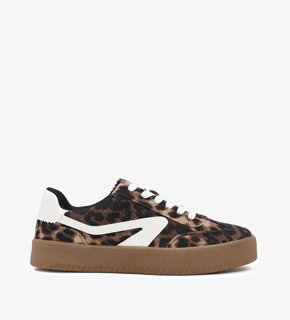 Derimod Derimod Kahverengi Kadın Leopar Bağcıklı Kalın Tabanlı Sneaker 25SFD430514 | Boyner Kahverengi - 1. görsel