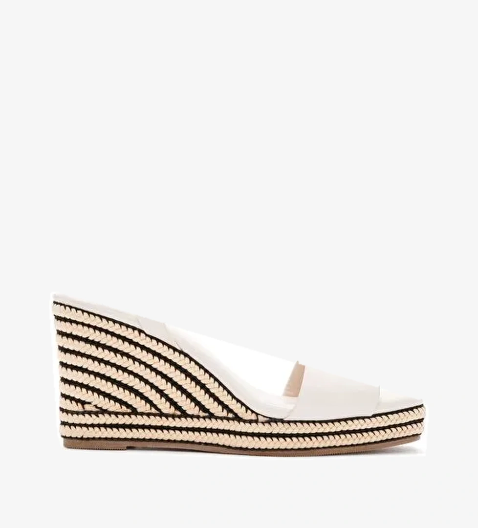 Kadın Krem Bilekten Bantlı Dolgu Topuklu Espadril 25SFE480718 - Görsel 1