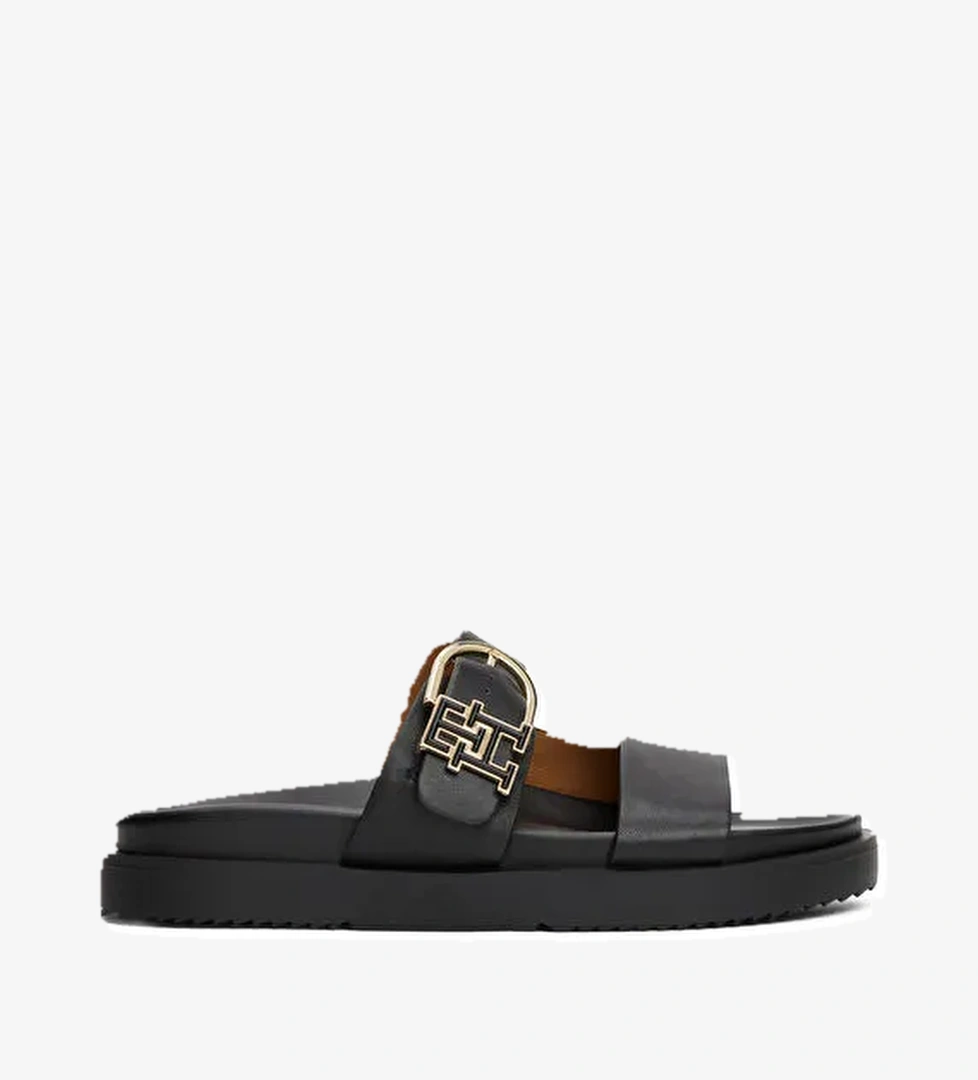 Tommy Hilfiger Siyah Kadın Deri Terlik FW0FW08512