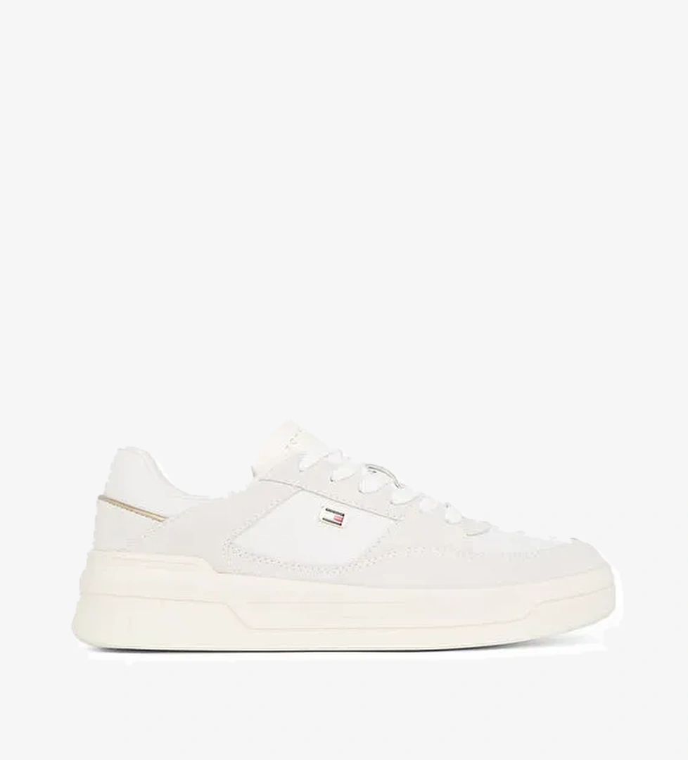 Tommy Hilfiger Ekru Kadın Deri Sneaker FW0FW08456 - Görsel 1